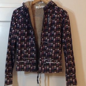 Roxy Multicolor Heart Black Zip Up Hoodie