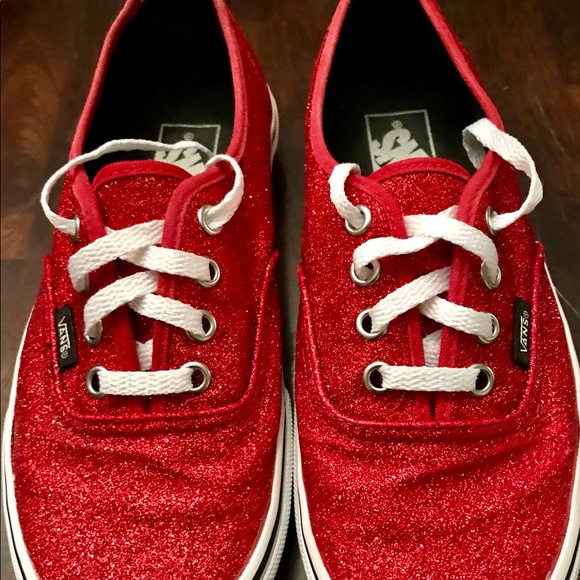 red glitter vans womens