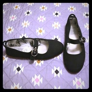 Black Canvas Mary Janes