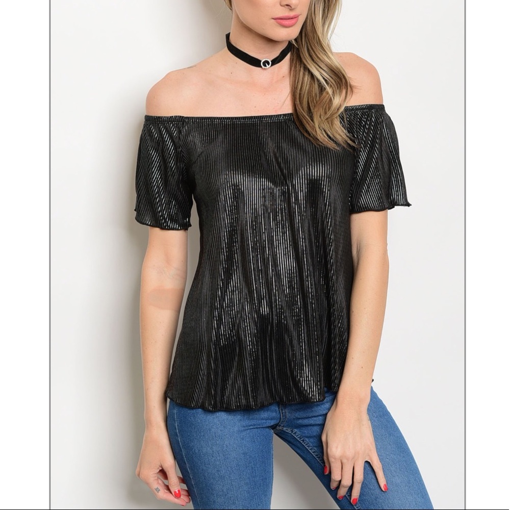 Metallic Off Shoulder Top
