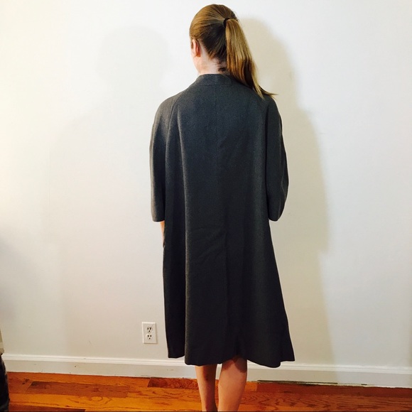 VINTAGE 1950s MIRABELLE GRAY BIG BUTTON COAT LINED - Picture 4 of 8