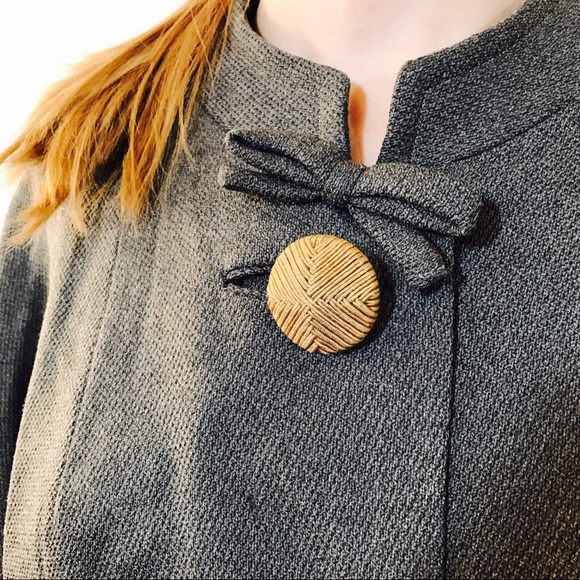 VINTAGE 1950s MIRABELLE GRAY BIG BUTTON COAT LINED - Picture 7 of 8