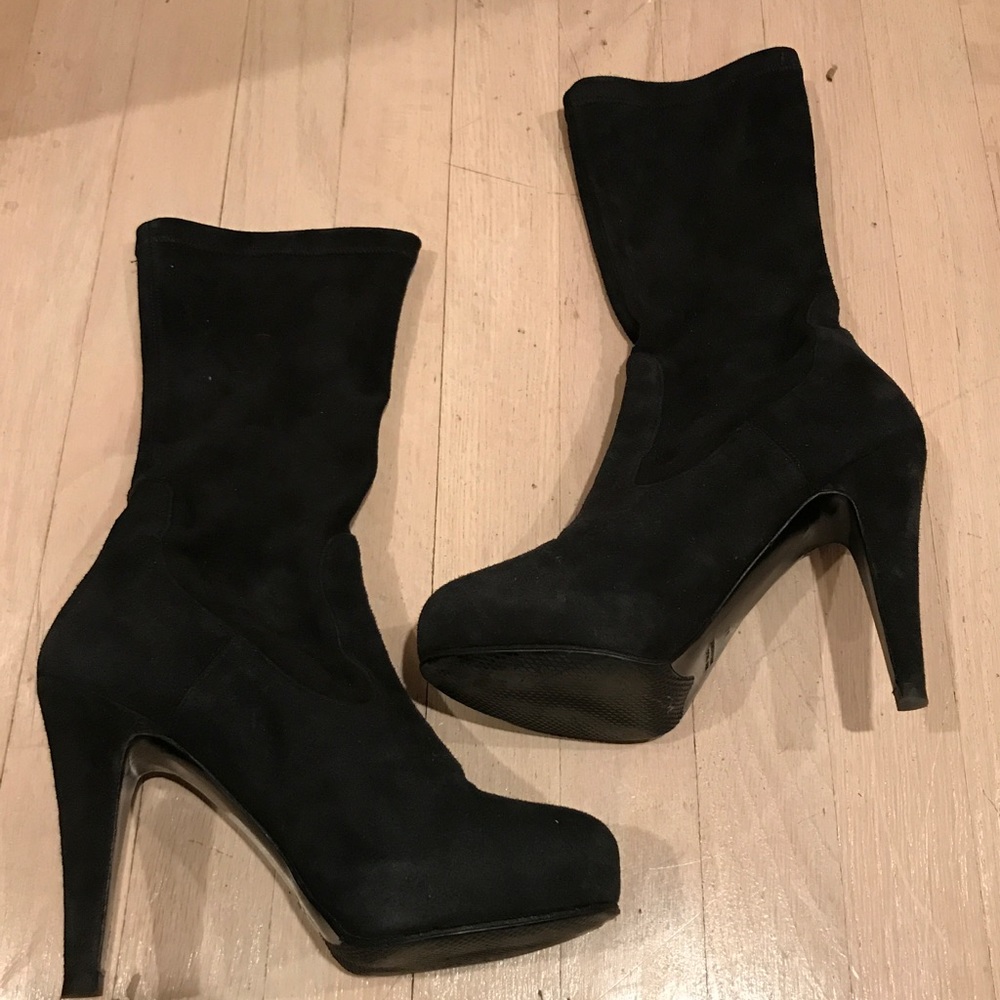 Black suede booties