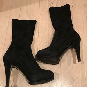 Black suede booties