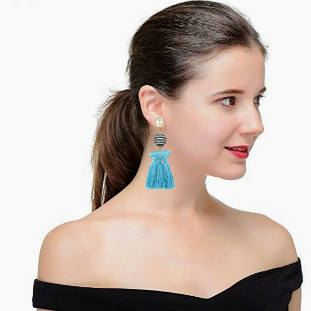 💥Flash Deal💥 Trendy Light Blue Tassel  Earrings