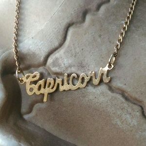 vintage gold nameplate necklace Capricorn