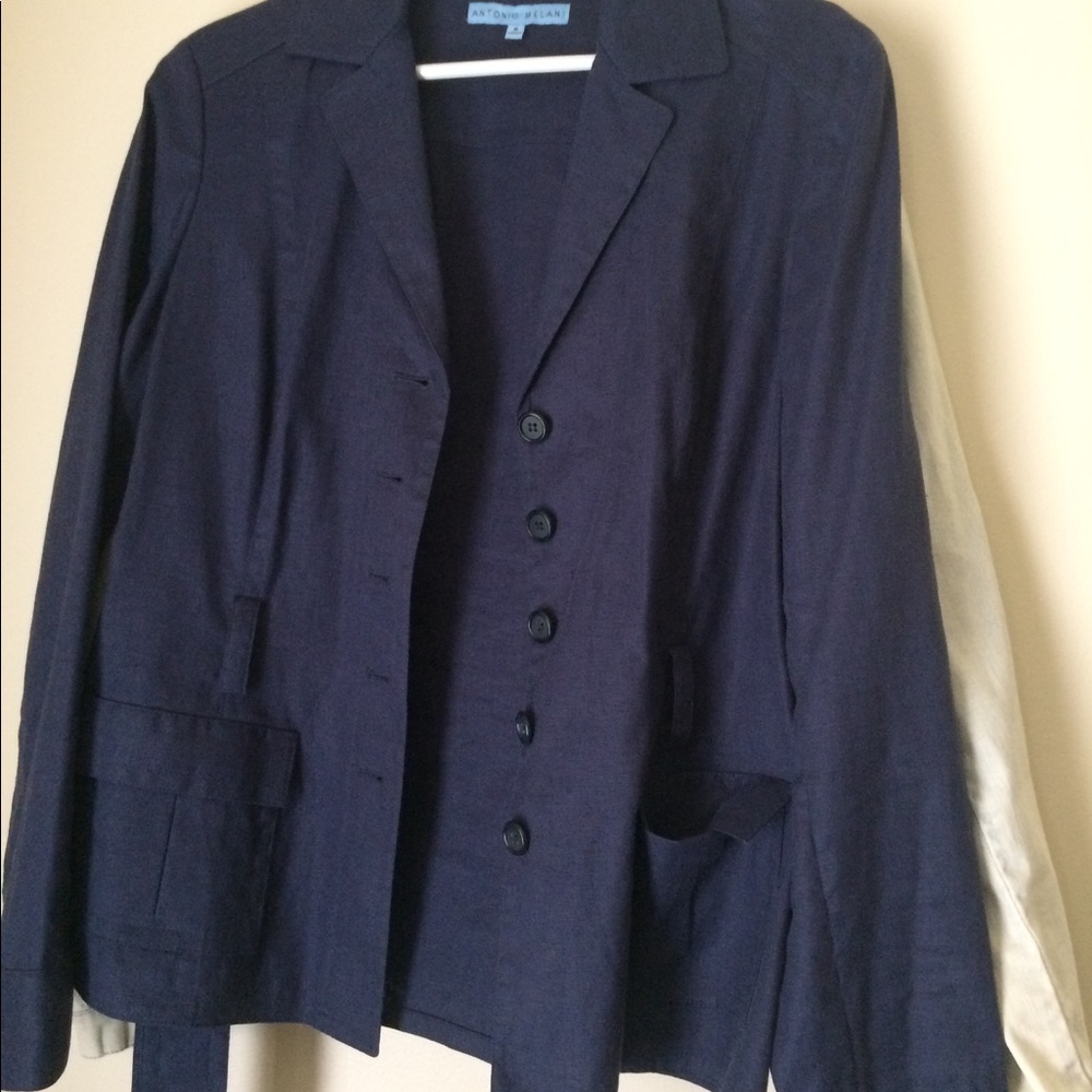 Antonio Melanie blazer linen blue belted