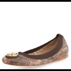 Tory Burch Caroline Roccia ballet flats snakeskin