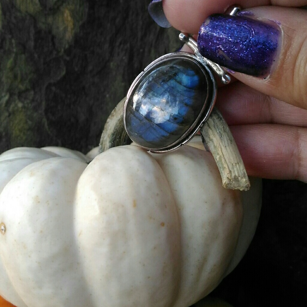 sterling silver blue Labradorite pendant unique