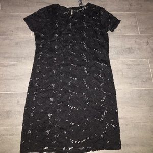 Black see through floral dress