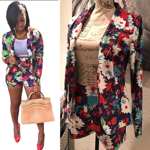 Floral blazer short set Outlet
