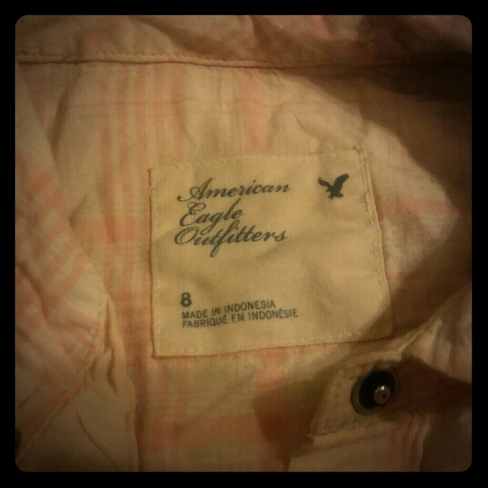 American Eagle Button Down Shirt Pink Size 8