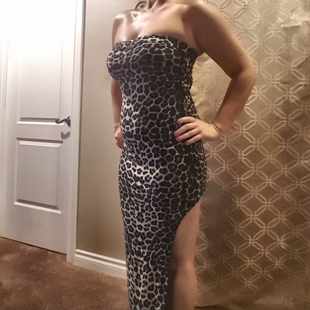 Guess Assymetrical Leopard Print Dress New