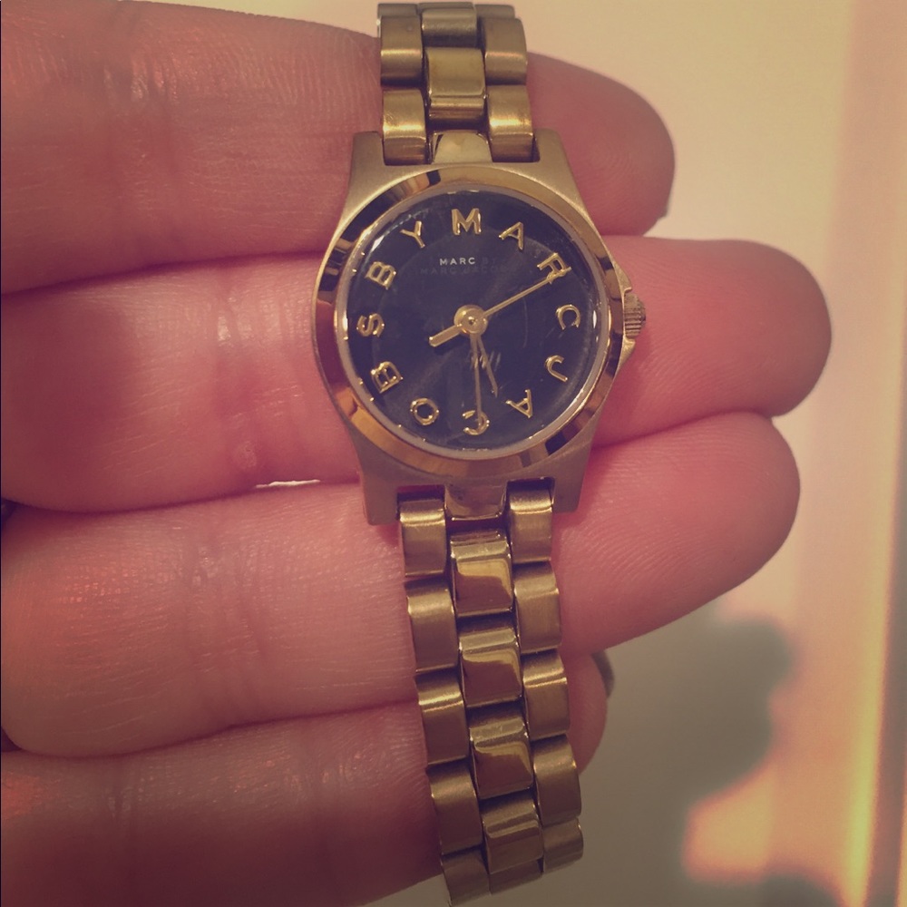 Marc by Marc Jacobs black and gold watch