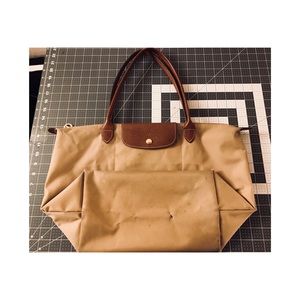 Beige Longchamp “Le Pliage” Large Tote