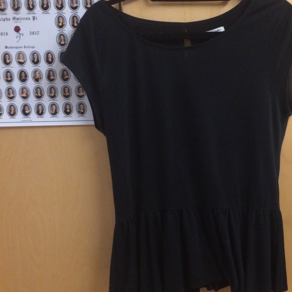 ⬇️15 Black Soft Peplum Top with Back Detail