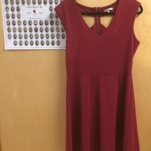 XL Burgundy Skater Dress with Intricate Open Back