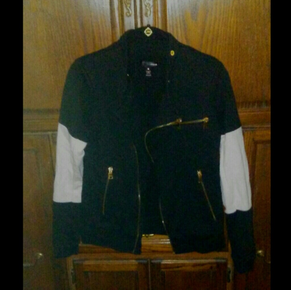 Size Small Aqua Color Block Moto Jacket