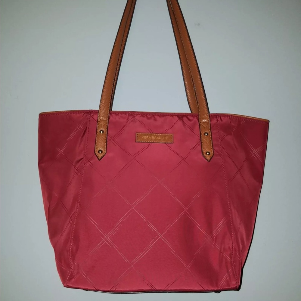 Burgundy preppy poly small vera Bradley tote