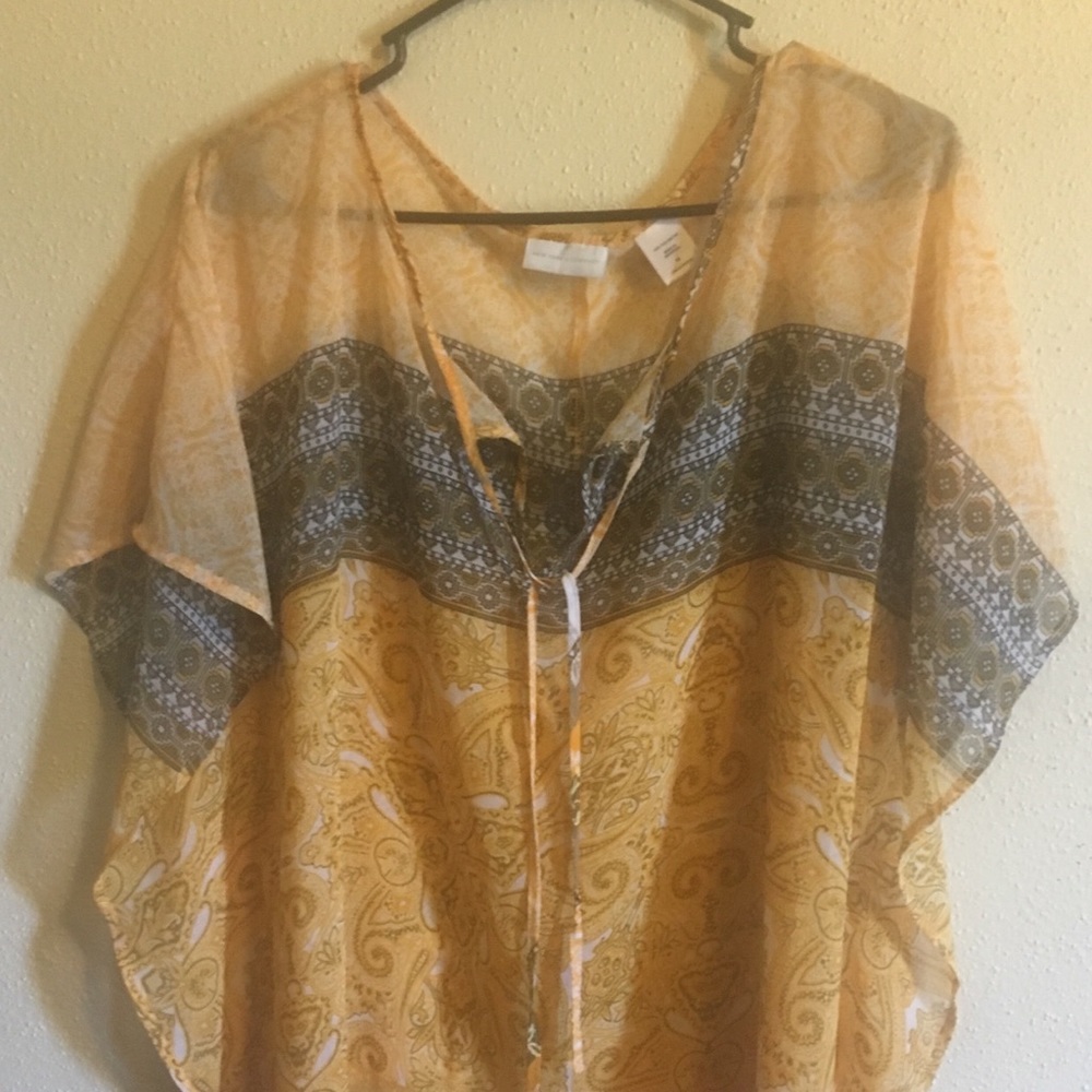 New York &Company Boho Gypsy sheer Blouse