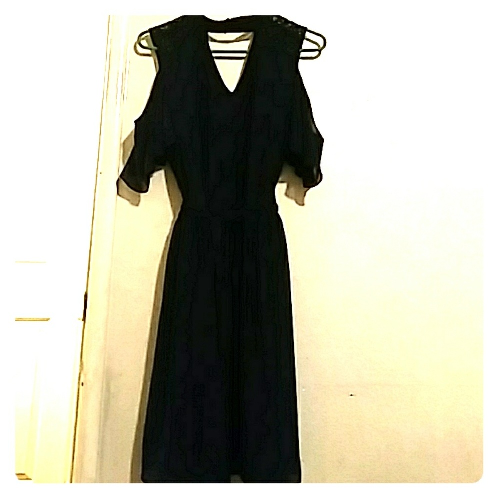 Navy blue sheer material dress