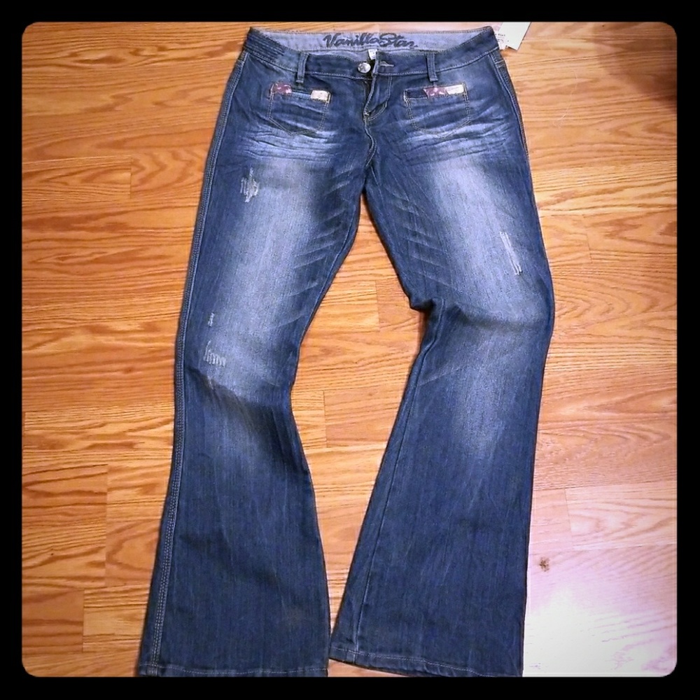 Denim patchwork jeans. NWT