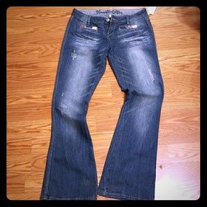 Denim patchwork jeans. NWT