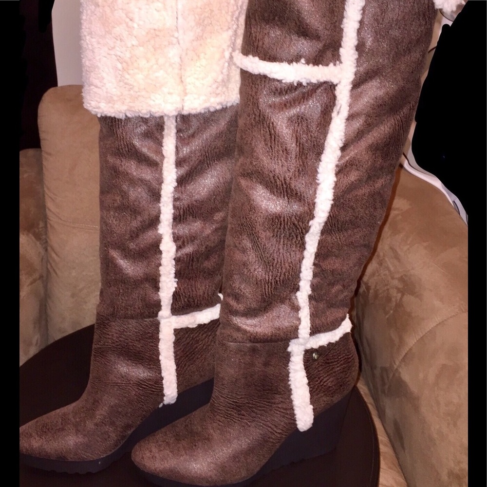Calvin Klein Faux Shearling Ultra Suede Look Boot