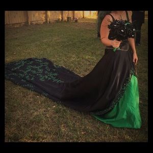 Beautiful black and green wedding dress