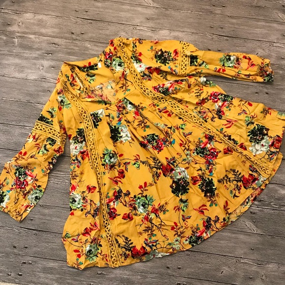 Sexy marigold floral long sleeve casual dress - Picture 5 of 6