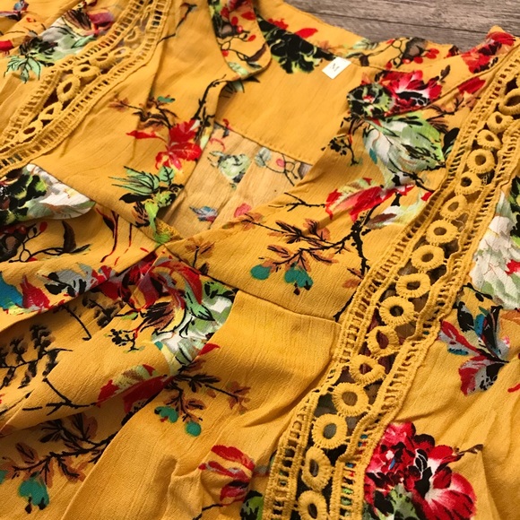 Sexy marigold floral long sleeve casual dress - Picture 6 of 6