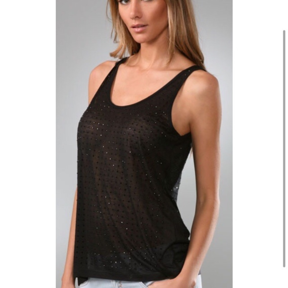 Wessex black rhinestone studded tank top
