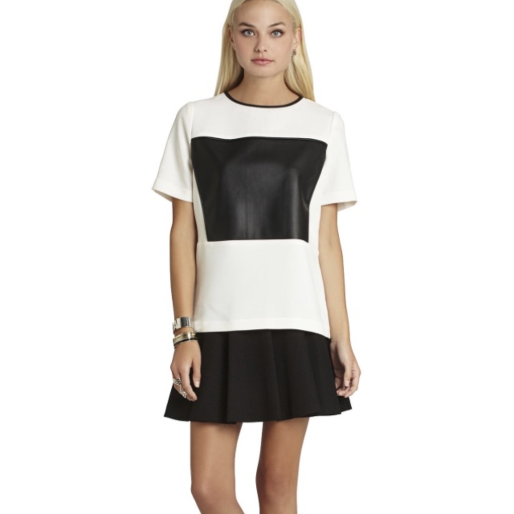 New Bcbgeneration White and black leather blouse