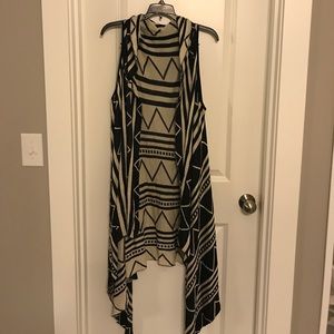 Tribal print long vest cardigan