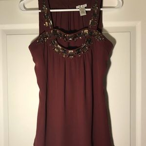 Embellished Maroon Red Caché Top Size XS NWT