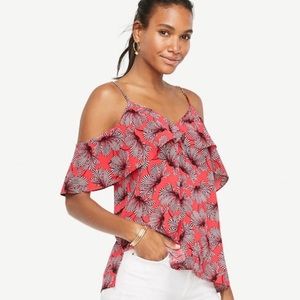 NWT Ann Taylor - Floral Cold Shoulder Ruffle