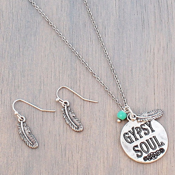 Jewelry - Silvertone 'Gypsy Soul' Necklace & Earring Set