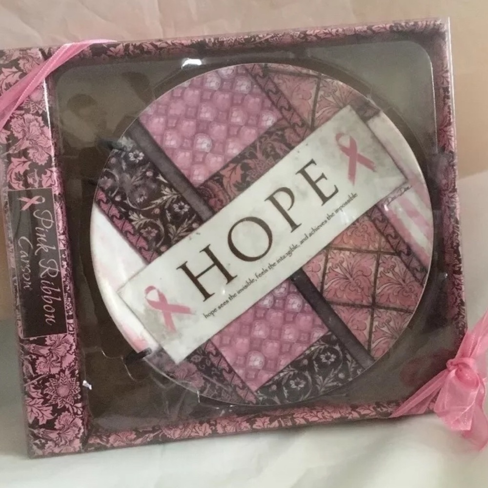 Breast cancer awareness hope plate On Stand