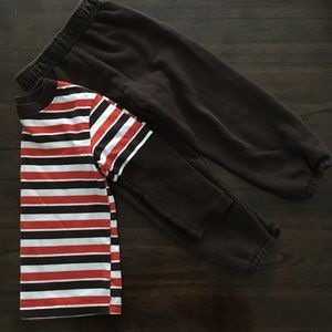 ⭐️ Orange/Brown Stripe Thermal Shirt & Sweatpants