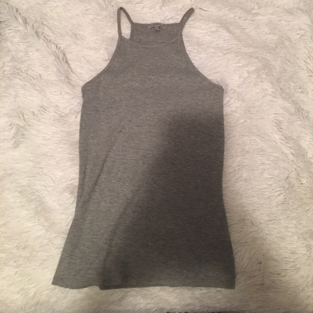 Grey Wife Beater Material Halter Top