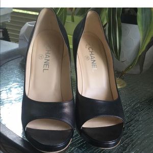 Chanel open toe pumps
