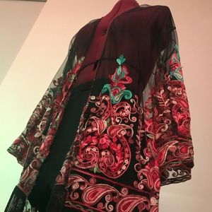 Sickass Embroidered Sheer Kimono with Tassels