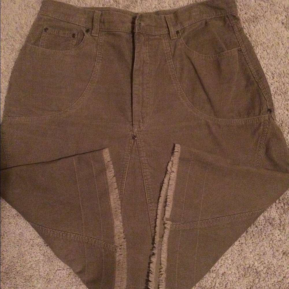 Corduroy Fringe Skirt