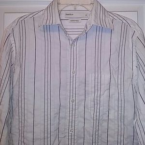 PerryEllis Long Sleeve M White/Striped Dress Shirt