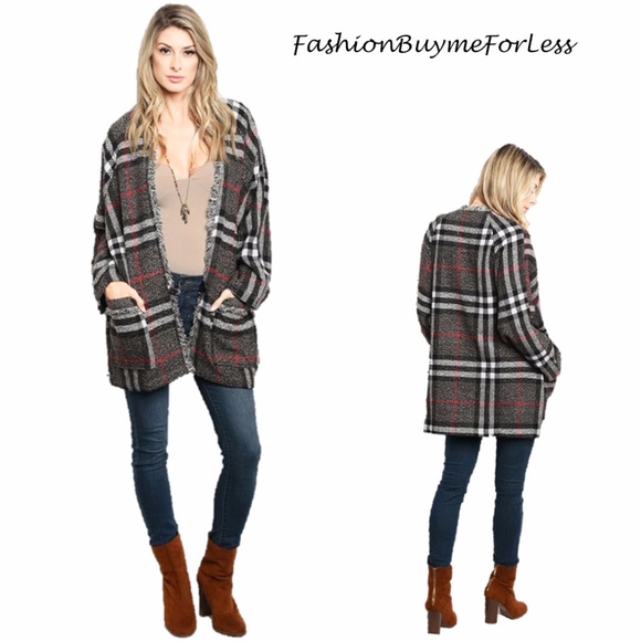 Wool Oversized Hippie Fringed Plaid Hunting Jacket - Picture 1 of 8