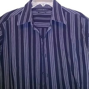AXIST Short Sleeve Black/Striped XL Dress Shirt