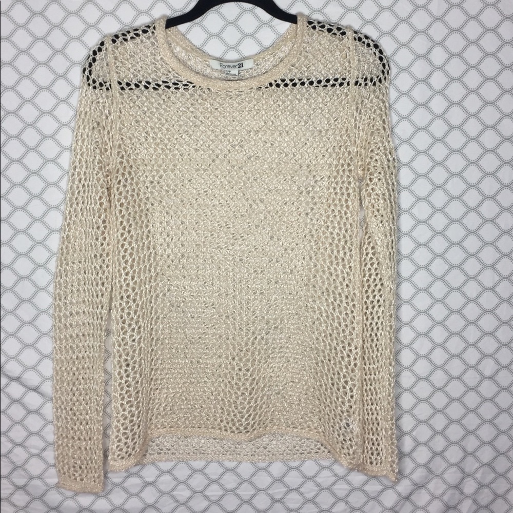 F21 GOLD MESH LONG SLEEVE SHIRT