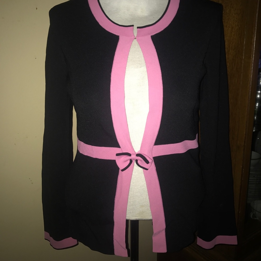 ❌🚫SOLD‼️ BCBG Black and Pink Sweater Blazer - Picture 6 of 6