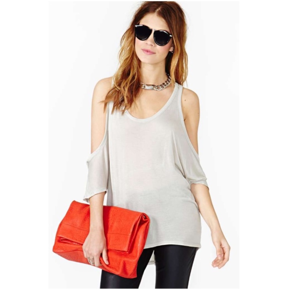 Nasty Gal zephyr cutout tee in taupe