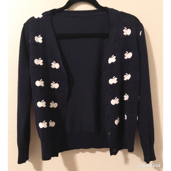 Blue Apple Long Sleeve Jacket Cardigan Sweater - Picture 1 of 3